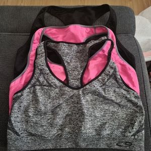 Used champion XL sport bras (black, pink, gray )